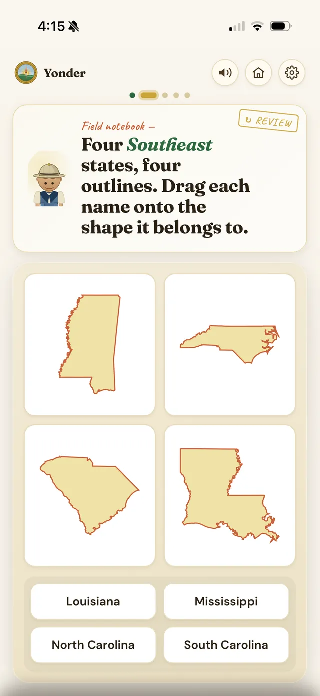 Drag names onto state shapes